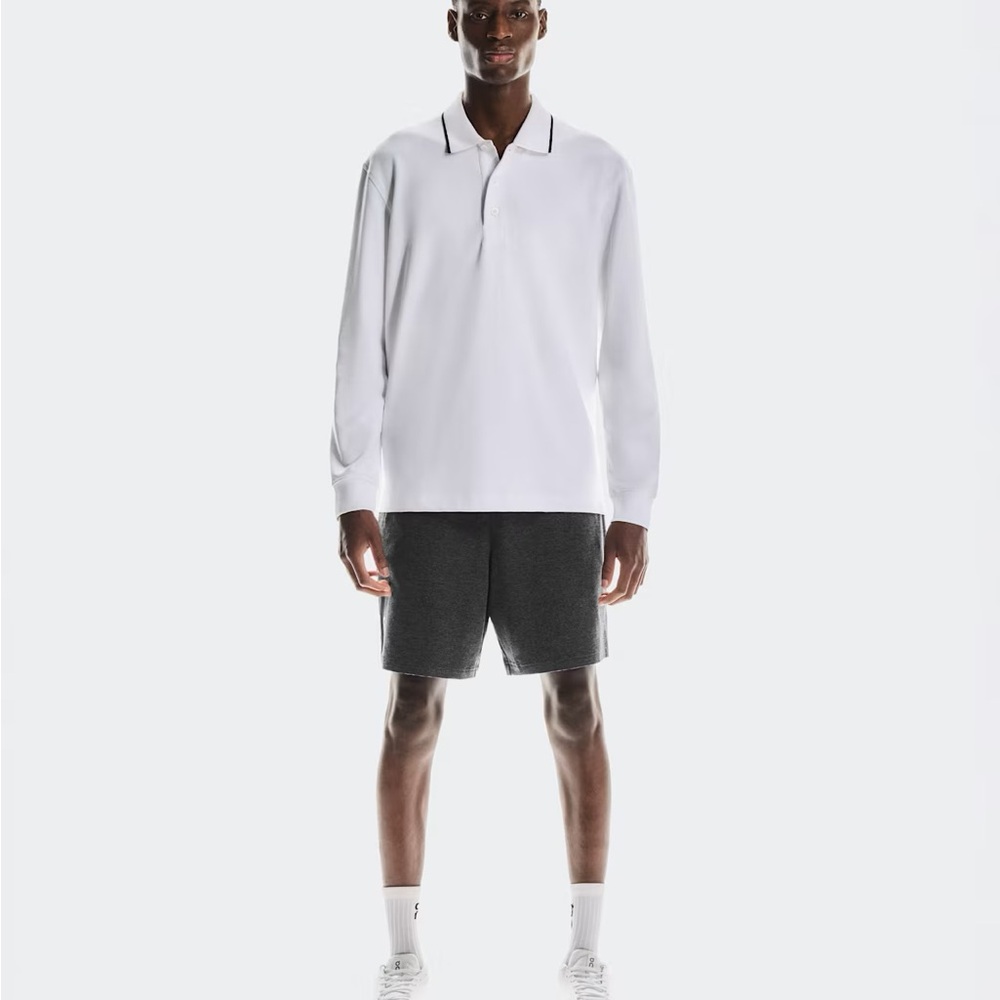 On White Polo Long Sleeve T-Shirt